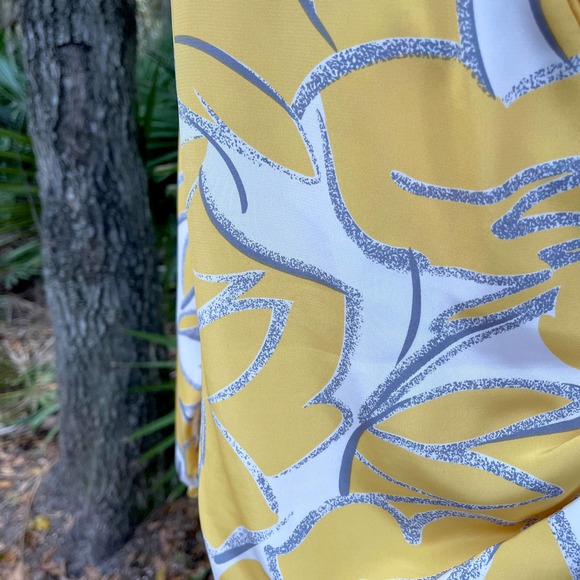 Vintage 90s Wrap Dress Yellow White Oversized Floral Print Lady Carol Size M L - Picture 7 of 13